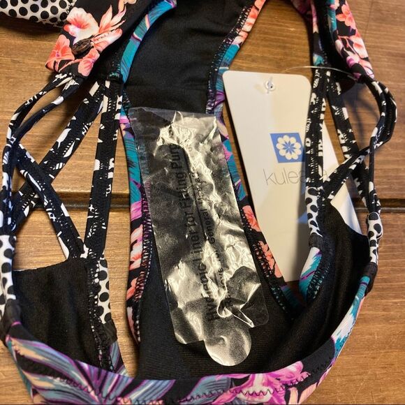 NWT Kuleana Swimsuit Tropical 2 Piece Bikini Bandeau Ruffle Top Bottoms Small - Picture 14 of 14